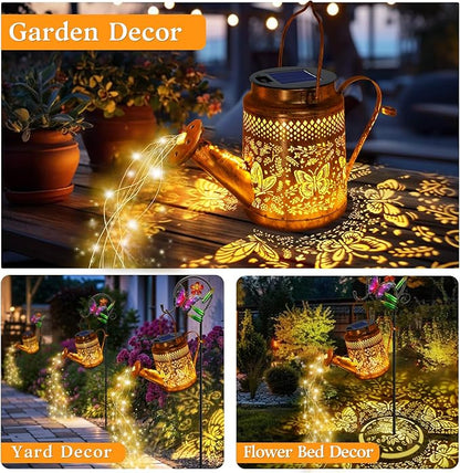 Solar Watering Can Lights, Butterfly Hanging Lantern Solar Lights Outdoor, Waterproof Garden Decor Outside Patio Yard Pathway Backyard, Gardening Gifts for Mom Grandma Women Birthday Mother's Day