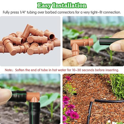 Drip Irrigation Barbed Elbow：20 Pack Drip Irrigation Elbow Parts Fits for 1/2 Inch Drip Irrigation Tubing 17mm 0.600" ID for Patio Lawn Garden