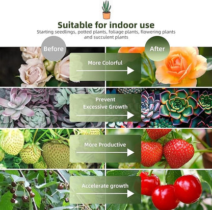 Hlite 16inch 4 Pack LED Grow Lights - Linkable Grow Lights for Indoor Plants, Full Spectrum Plant Lights Plug and Hanging Design with On/Off Switch Hanging Grow Light from seedling to Flowering, Black