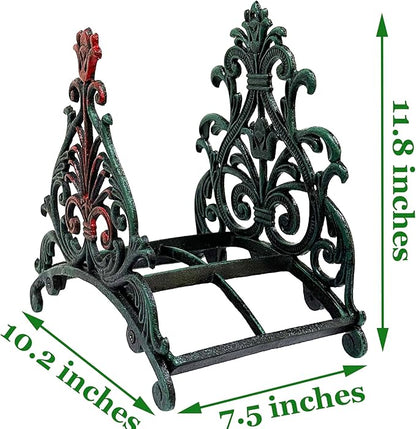 Decorative Garden Hose Holder, Hose Hanger, Heavy Duty Cast Iron Garden Yard Water Pipe Holds, Wall Mounted Hose Butler, Hose Rack Reel, 50FT 75FT 100FT Water Hose Bulter Storage (rose)