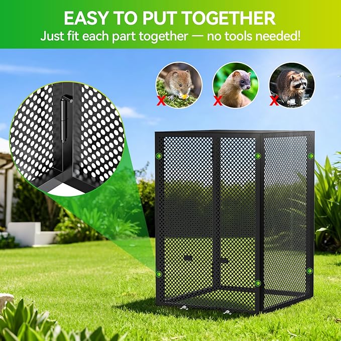 Compost Bin Outdoor - Large 93-Gal Galvanized Steel Perforated Sheet Compost Bucket with Rust-Proof Coating, Heavy-Duty & Easy Assembly, Fast Creation of Fertile Soil, for Garden, Kitchen & Yard Waste