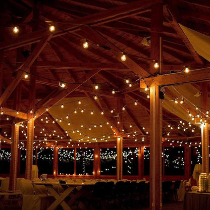 Hometown Evolution, Inc. 50 Foot G50 Patio Globe String Lights with 2 Inch Clear Bulbs for Outdoor String Lighting and White Wire +1 Free Spare