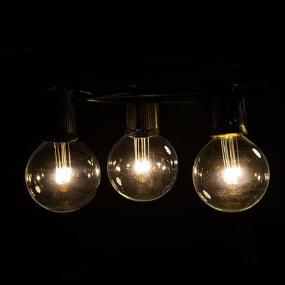 Hometown Evolution, Inc. G40 LED Warm White Outdoor Patio String Lights with 0.6 Watt Bulbs (G40 LED 3 Diode - Black Wire, 100 ft)