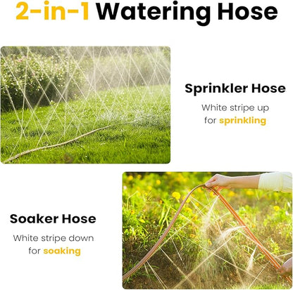 LINEX Sprinkler Soaker Hose 30 ft 2 pack for Garden, Watering Hose with Holes, High-Efficiency Sprinklers System for Lawn and Garden with Staples