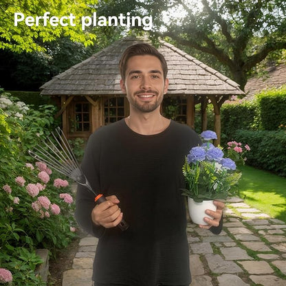 2 Pcs Gardening Hand Rake, 14.5" Alloy Steel Short Handle Shrub Rake for Soil Loosening, Planting and Spreading Mulch, Raking Flower Beds