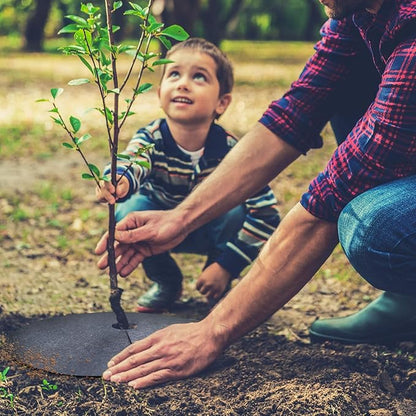 YBB Tree Weed Barrier Mat, Non-Woven Degradable Garden Weed Barrier Landscape Fabric Mulch Ring Tree Protector with Stakes (6 Pack, 16 Inch)