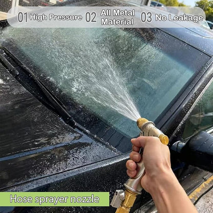Garden hose nozzle spray,all metal heavy-duty hand-held high-pressure water nozzle,with a variety of adjustable spray modes,suitable for watering plants, yards, car washes,pets and windows