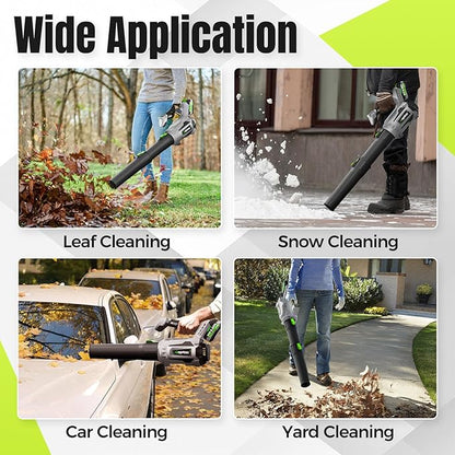 Leaf Blower Cordless, 2 x 4.0Ah with Battery and Charger, 5 Speed & Turbo Mode 650CFM 180MPH Blowers for Lawn Care, Lightweight Electric Leaf Blowers for Lawn and Yard Care, Blowing Leaves Snow