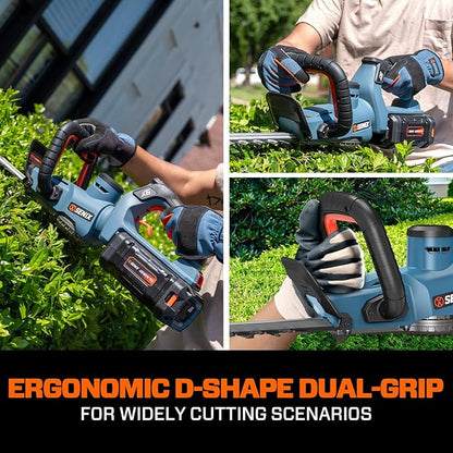 SENIX X6 60V Max* Battery Powered 26" Cordless Hedge Trimmer with Brushless Motor, Double-Sided Dual Action Blades, 1-1/4" Cutting Capacity, 3.0 Ah Lithium-ion Battery & Charger Included (HTX6-M1)