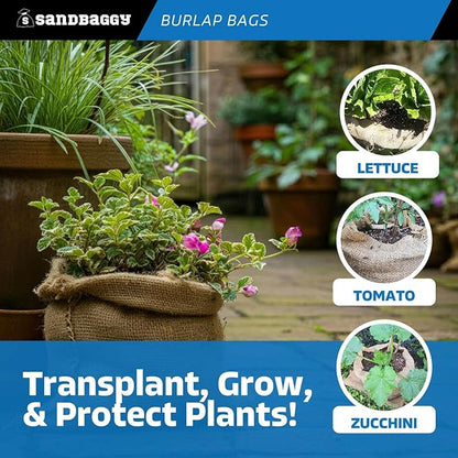 Burlap Bags 22" x 36" - Great for Planting/Gardening - Kids Sack Bag - Plant Covers - Sacks Burlap by Sandbaggy (1 Bag)