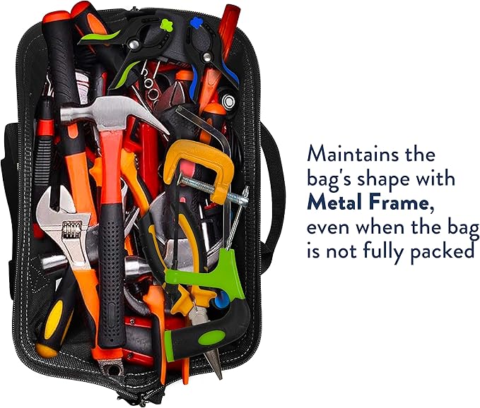 Olympia Tools Bag 12 Inch, Heavy Duty Tools Bag with 4 Large Pockets, Adjustable Shouder Straps and 600D Reinforced Material