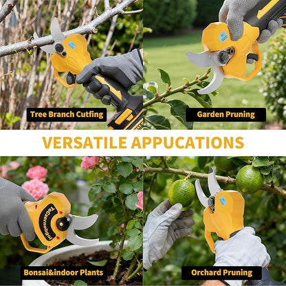 Electric Pruning Shears, Cordless Power Pruner with 1.4 Inch Cutting Diameter, LCD Display, Brushless Motor & 2×2.0Ah Batteries for Tree Branches & Garden