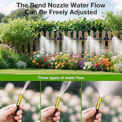 Mixc 2025-Upgrade Drip Irrigation System, No 1/4 Pipe, only 12pcs Adjustable Copper Nobbles and Quick Connectors