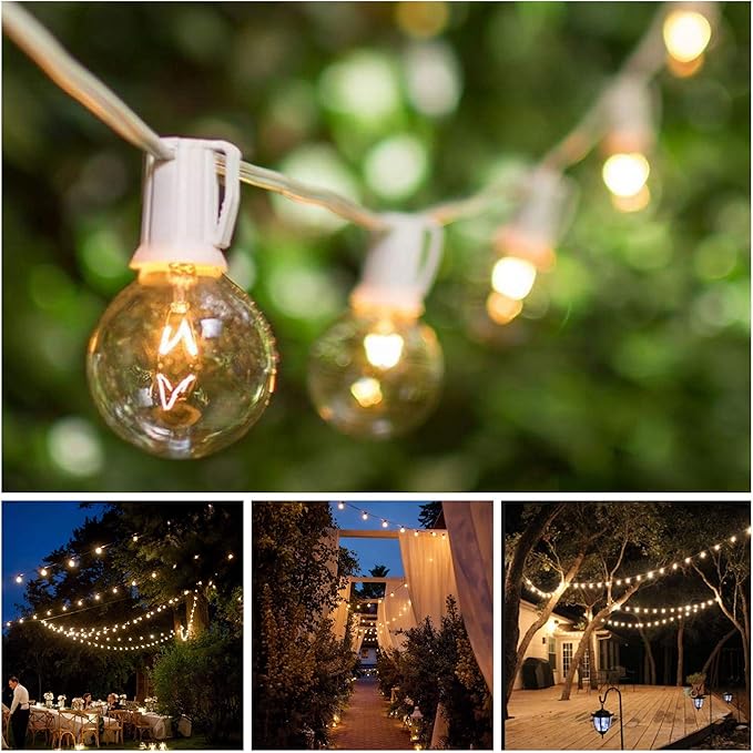 Hometown Evolution, Inc. 25 Foot Globe String Lights (G40 Clear - White Wire - 1.6 Inch 5 Watt Bulbs)