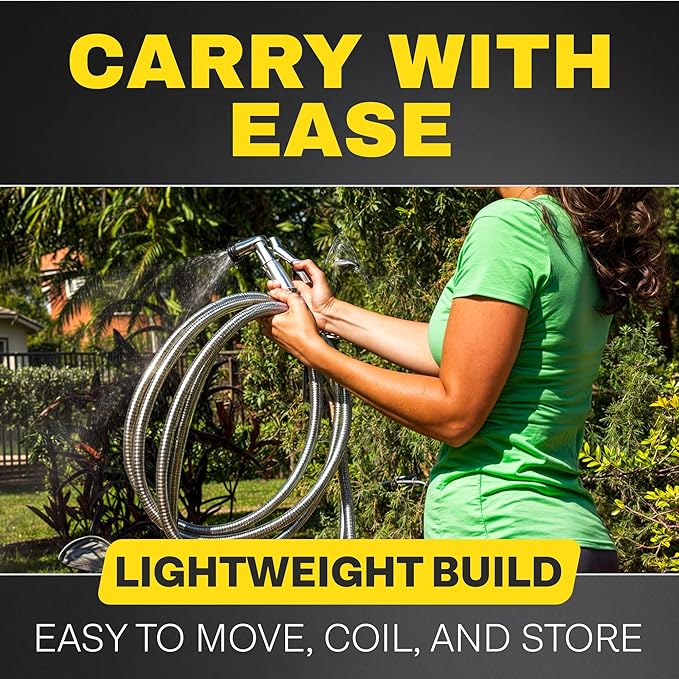 BIONIC STEEL 3Ft Short Garden Hose, 3 Ft x 5/8 In. Connector Hose for Reel, Leak Proof Connection, Heavy Duty, Non Kinking, Flexible, Hose Extension