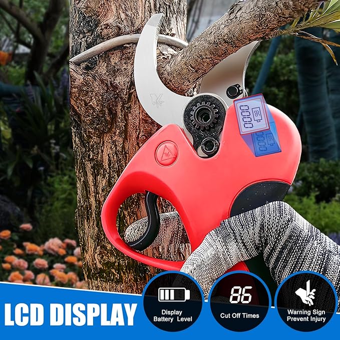 Electric Pruning Shears Cordless, 1.6"(40mm) Cordless Pruner, 2Pcs 2000mAh Battery Operated Pruning Shears & Electric Tree Pruner, SK5 Steel Blades Battery Powered Pruning Shears JOVANT
