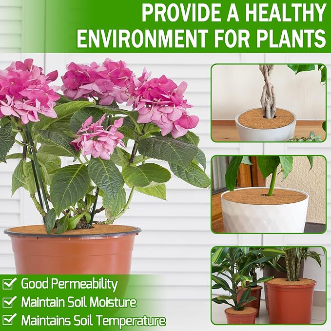 ZeeDix 3 Pack Coconut Fiber Mulch Ring, 14 Inch Coco Coir Tree Ring Mulch Mat, 100% Natural Tree Protector Mat Plant Cover Ring Coconut Coir Discs Tree Mats Mulch Rings for Indoor Outdoor Trees Plants