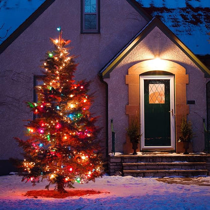 Multicolor C7 LED Christmas String Lights, 25FT C7 Vintage Christmas Lights with 26 Bulbs(1 Spare), Commercial Connectable Christmas Tree Lights for Xmas Holiday Roofline Garden Wedding Decor