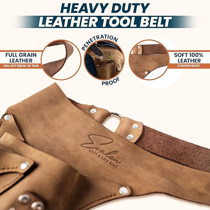 Leather Garden Utility Belt for Women - Florist Tool Holster, Gardening Apron - Gift Box Included, Hammer Holder