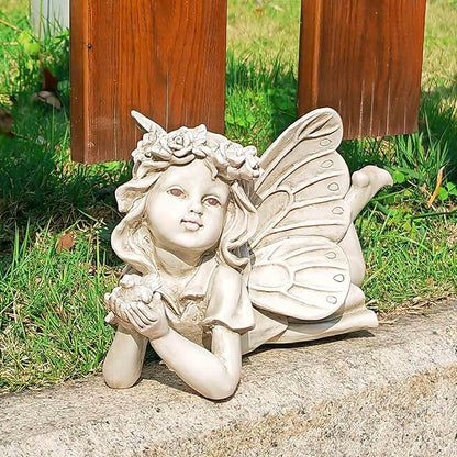 Resin Fairy Statue Holding Bird – Outdoor Garden Fairy Figurine for Yard, Patio or Lawn, Whimsical Fairy Garden Decor for Outside 11” L