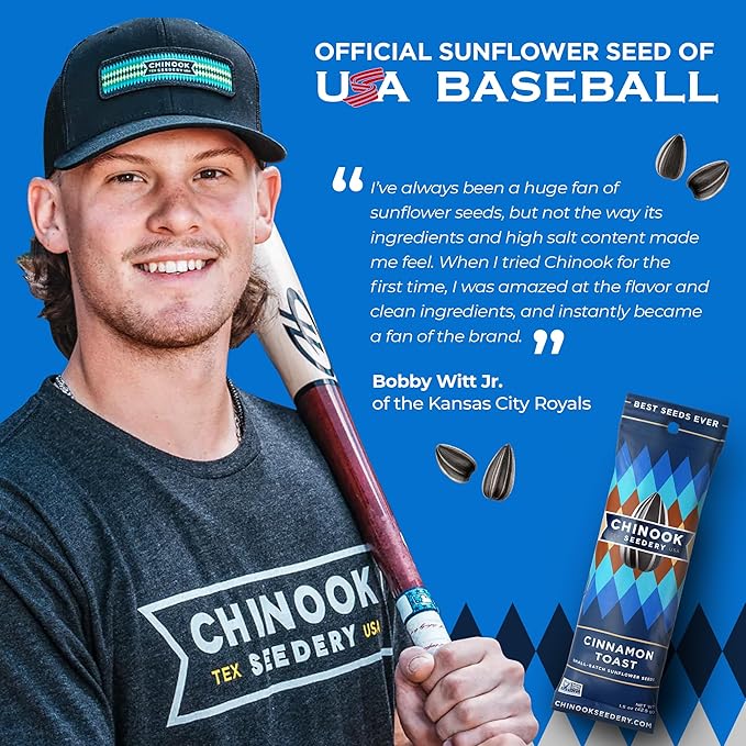 Chinook Seedery Low Sodium Sunflower Seeds – Cinnamon Toast Flavor, Pack of 36, 1.5oz – Sunflower Seeds to Eat – Keto, Jumbo, Roasted, Baseball Snacks