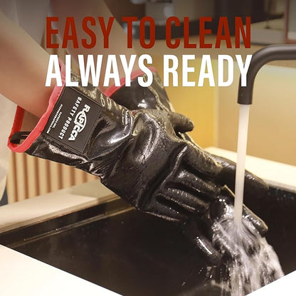 RAPICCA 700°F Heat Resistant BBQ Grill Gloves: Oil Resistant Waterproof for Smoking Grilling Cooking Barbecue Deep Frying Turkey Rotisserie Handling Hot Greacy Meat Stocking Stuffers - Long Sleeve