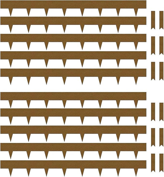 Worth Garden 10-Pack Corten Steel Landscape Lawn Edging - 5in H. (2.5" Above Ground + 2.5" Spikes) Rust Patina Bendable Metal Strips - Hammer-in Border w/ 11 Clips - Yard Pathway Divider (33Ft Total)