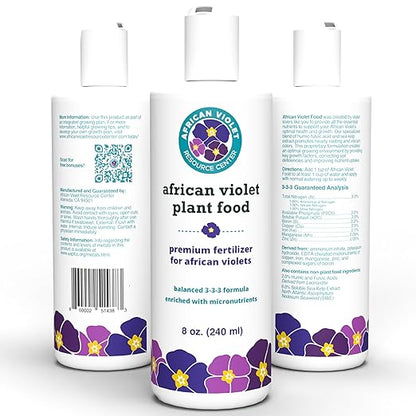 African Violet Fertilizer | Premium Liquid Plant Food for Strong Roots & Lush Blooms | Gentle, Balanced 3-3-3 Formula with Essential Micronutrients | Sea Kelp, Humic & Fulvic Acid | Made in USA | 8 oz