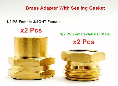 (Pack of 4)3/4'' GHT Female Male to 1/2'' FIP IPS Female Water Pump Garden Hose Tap Adapters with Washer Gasket for Home RV Camper Sprayer Irrigation Marine Boat Sprinkler Faucet