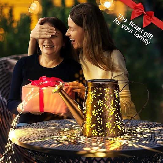 Solar Lights Outdoor Garden Decor, Large Lanterns Watering Can Lights Gardening Gifts for Mom Women Grandma Birthday, Hanging Lights Outdoor Decoration for Yard Porch Patio Backyard