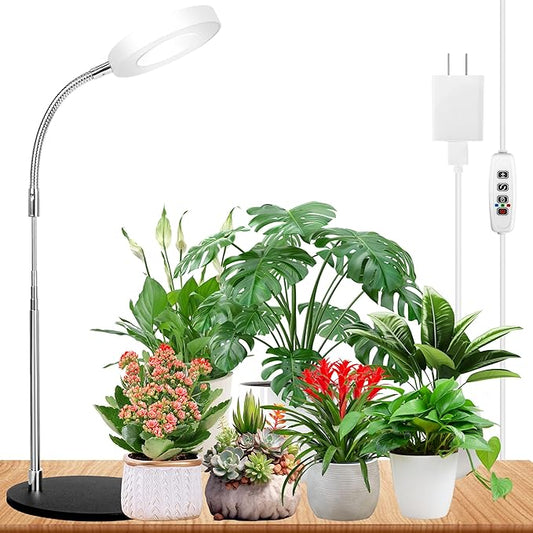 Grow Light Full Spectrum Plant Grow Lights with Detachable Base 48 LED Plant Light Desk Grow Lamp for Indoor Plants Growing Lamps (White, 1)