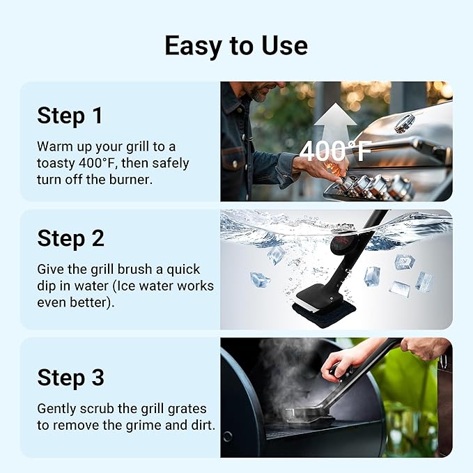 ThermoMaven BBQ Grill Brush Bristle Free - 17" Safe Steam Grill Cleaner Brush with Scraper and 5 Brush Heads for Porcelain/Gas/Charcoal Grill Outdoor Grill Barbecue Cleaner