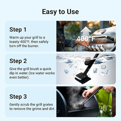 ThermoMaven BBQ Grill Brush Bristle Free - 17" Safe Steam Grill Cleaner Brush with Scraper and 5 Brush Heads for Porcelain/Gas/Charcoal Grill Outdoor Grill Barbecue Cleaner