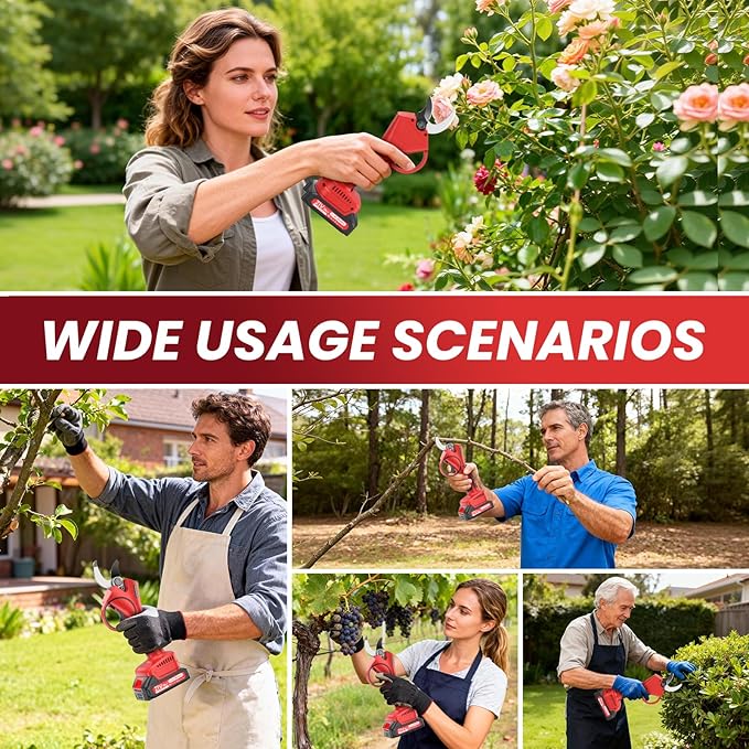 Electric Pruning Shears,1.6"Cordless Pruning Shears for Gardening,SK7 Blades,800W Brushless Motor,Battery Pruning Shears with 21V 2000mAh*2 Batteries,Ideal Dad's Gifts for Tree Trimming,Branch Cutter