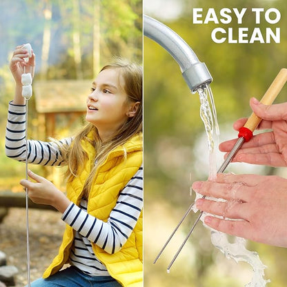 Zulay Sturdy Marshmallow Sticks for Fire Pit Extra Long - Great Smores Sticks Smores Kit Fire Pit - Marshmallow Roasting Skewers - Hot Dog Fork Bonfire Glamping Camping Accessory 32" 8 Pack Bundle