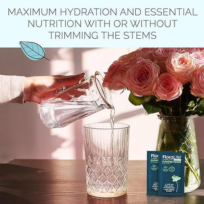 FloraLife Fresh-Cut Flower Food - Sachet Multi-Nutrient & Hydration Solution - 25 Packets