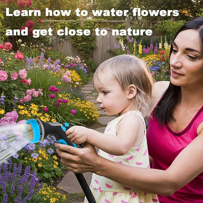 Garden Hose Nozzle with Adjustable 10 Watering Patterns,Hose Spray Nozzle with Slip Resistant High Pressure,Water Hose Nozzles Sprayer for Plants & Lawns Watering,Car Washing and Pet Showering Blue