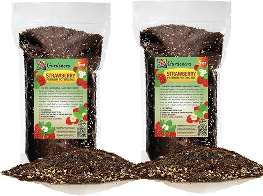 Gardenera Strawberry Premium Potting Soil Mix - Ideal Blend for Growing Robust and Flavorful Strawberries - 10 Quart