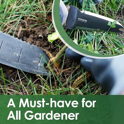 Hori Hori Garden Knife, Garden Tools with Sheath for Weeding, Planting, Digging, 7" Stainless Steel Blade with Cutting Edge, Full-Tang Walnut Wood Handle with Hanging Hole