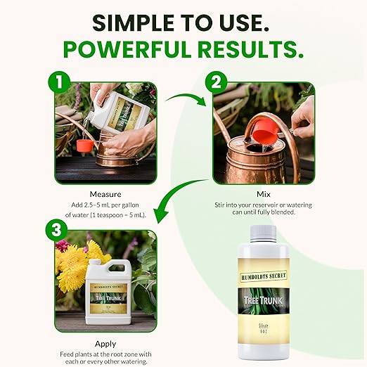 Humboldts Secret Tree Trunk | Potassium Silicate Additive | Liquid Fertilizer for Thicker Stalks, Stress Resistance & Branch Development | Indoor & Outdoor Plant Food, Hydroponic Nutrients, 8 Ounce