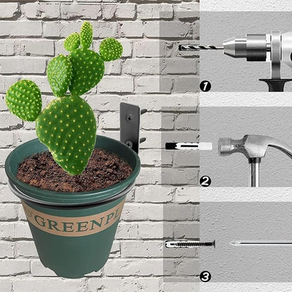 2 Pack 5 inch Flower Pot Holder Ring, Flower Pot Holder Ring Wall Mounted Set Wall Mounted Metal Planter Hanger Matte Black Hanging Plant Holder