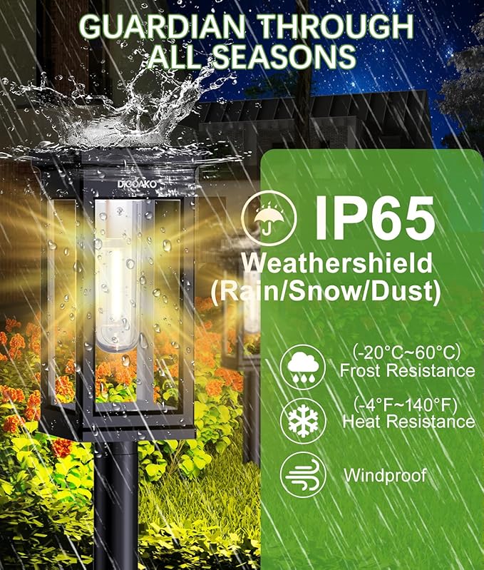 Solar Pathway Lights, 8 Pack Solar Lights Outdoor Waterproof IP65, Auto On/Off Outdoor Solar Lights for Pathway, Garden, Yard, Walkway, Lawn, Patio, Driveway, Landscape Decor Lighting