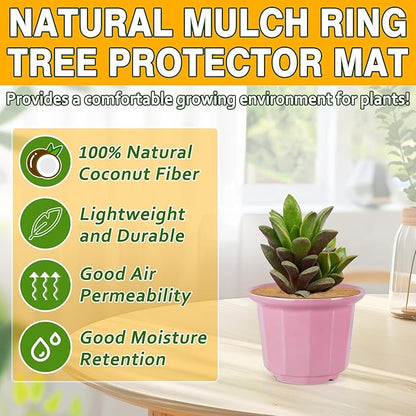ZeeDix 10 Pack Coconut Fiber Mulch Ring, 6 Inch Coco Coir Tree Ring Mulch Mat, 100% Natural Tree Protector Mat Plant Cover Ring Coconut Coir Discs Tree Mats Mulch Rings for Indoor Outdoor Trees Plants