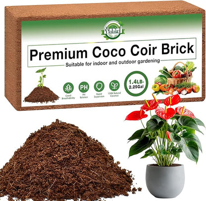 Halatool Organic Coco Coir for Plants, 1 Pcs Coconut Coir Bricks Nutrient Potting Soil with Low EC & pH Balance, Seed Starting Soil Coconut Fiber Substrate for Plants Flowers Reptiles