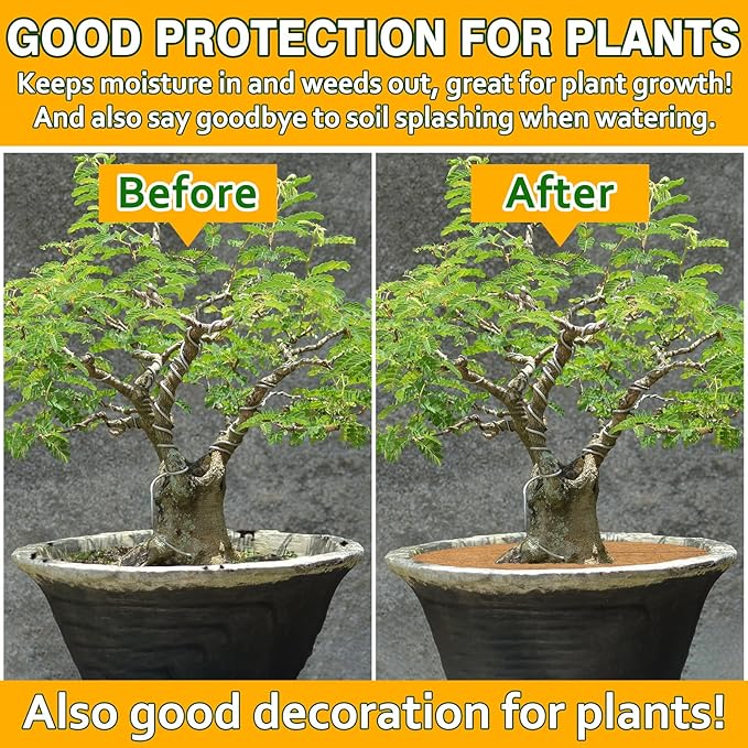 ZeeDix 3 Pack Coconut Fiber Mulch Ring, 30 Inch Coco Coir Tree Ring Mulch Mat, 100% Natural Tree Protector Mat Plant Cover Ring Coconut Coir Discs Tree Mats Mulch Rings for Indoor Outdoor Trees Plants