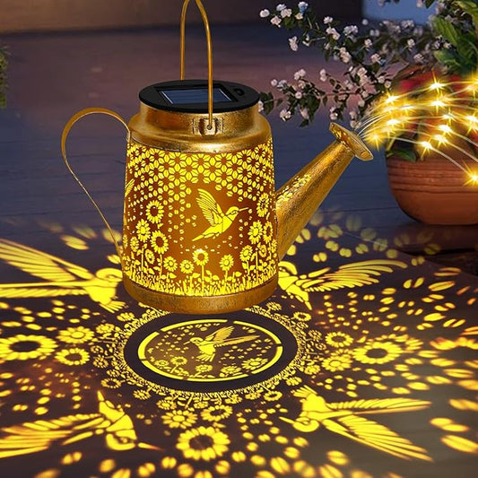 Christmas Gifts Hummingbird Solar Lanterns Garden Decor, Outdoor Waterproof Watering Can with Shepherd Hook, Solar Garden Decor for Yard Outdoor Landscape Pathway, Gifts for Women Mom Grandma Birthday