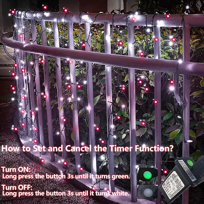 YEGUO 66ft 200 LED Christmas Lights Outdoor Waterproof, 8 Modes Purple String Lights Plug in, Green Wire Twinkle Tree Lights Indoor with Timer Memory