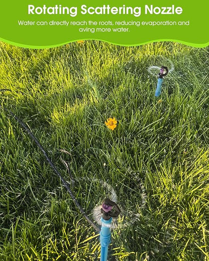 Automatic Lawn Sprinkler System with 32.8FT 8/12'' +16.4FT 4/7'' Tubing Kit, G‑Type 360 Degree Rotation Sprinkler Watering for Drip Irrigation, Watering Plants, Yard & Lawn Care