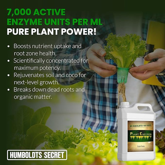 Humboldts Secret Plant Enzymes | 7,000 Active Units per mL | Root & Soil Enzyme Additive for Hydroponic and Aeroponic Systems | Boosts Growth and Root Strength for Maximum Nutrient Uptake | 1 Gallon