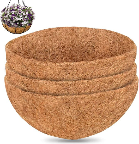 ZeeDix 20 Inch Coco Liners for Hanging Baskets, 3 Pcs Round Coco Liner 100% Natural Coco Fiber Basket Coconut Replacement Liner for Hanging Baskets Planters Flowers Vegetables(20in-3pcs)